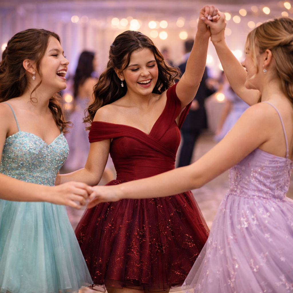 Vestido de 15 rojo en su fiesta de 15